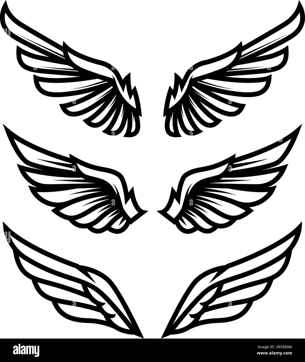 Illustration of the bird wings. Design element for logo, label, sign ...