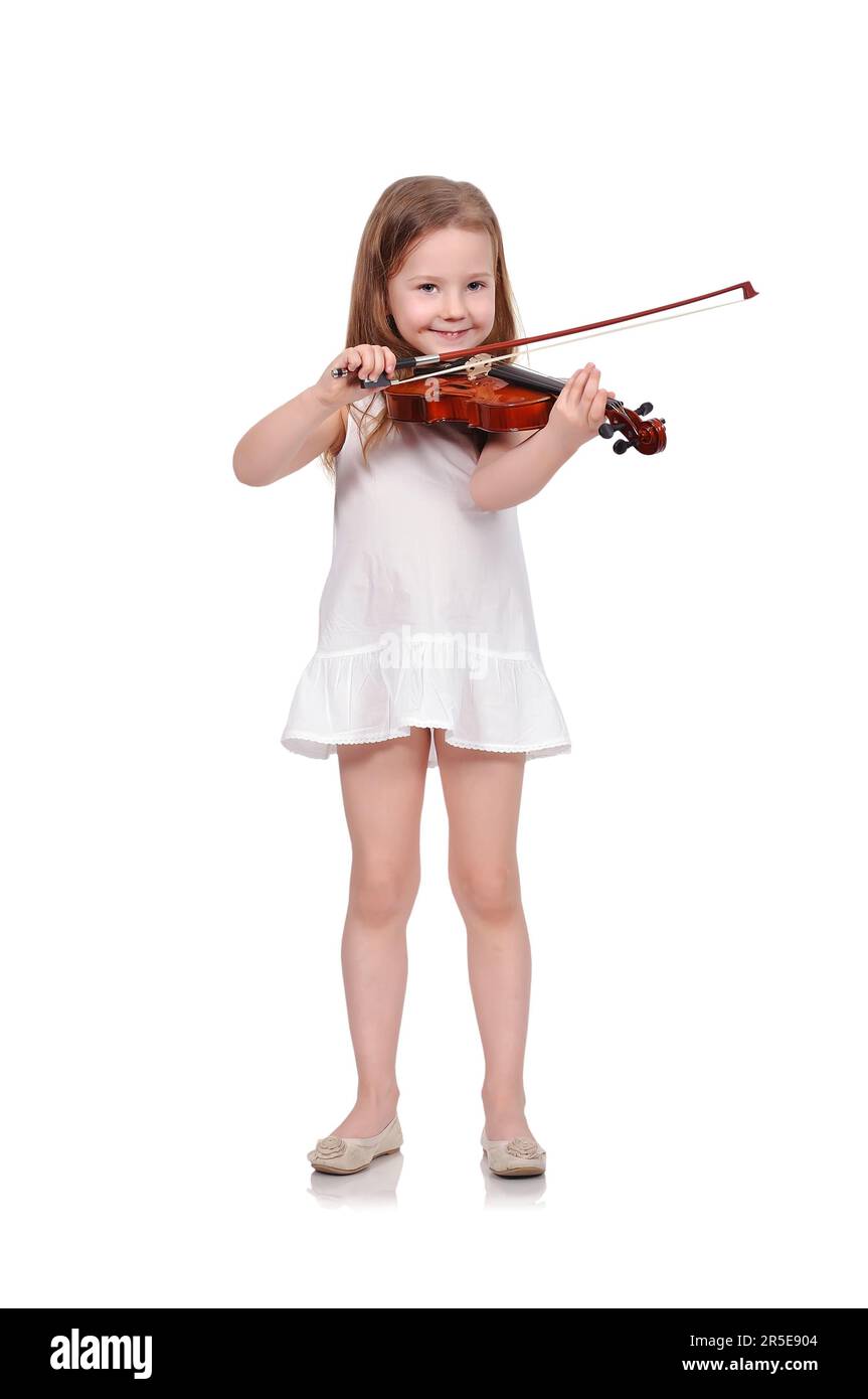 beautiful girl with violin isolated on white background Stock Photo - Alamy