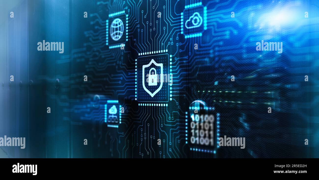 Cyber security protecting network against cyberattack from hackers on internet. Secure access. Stock Photo