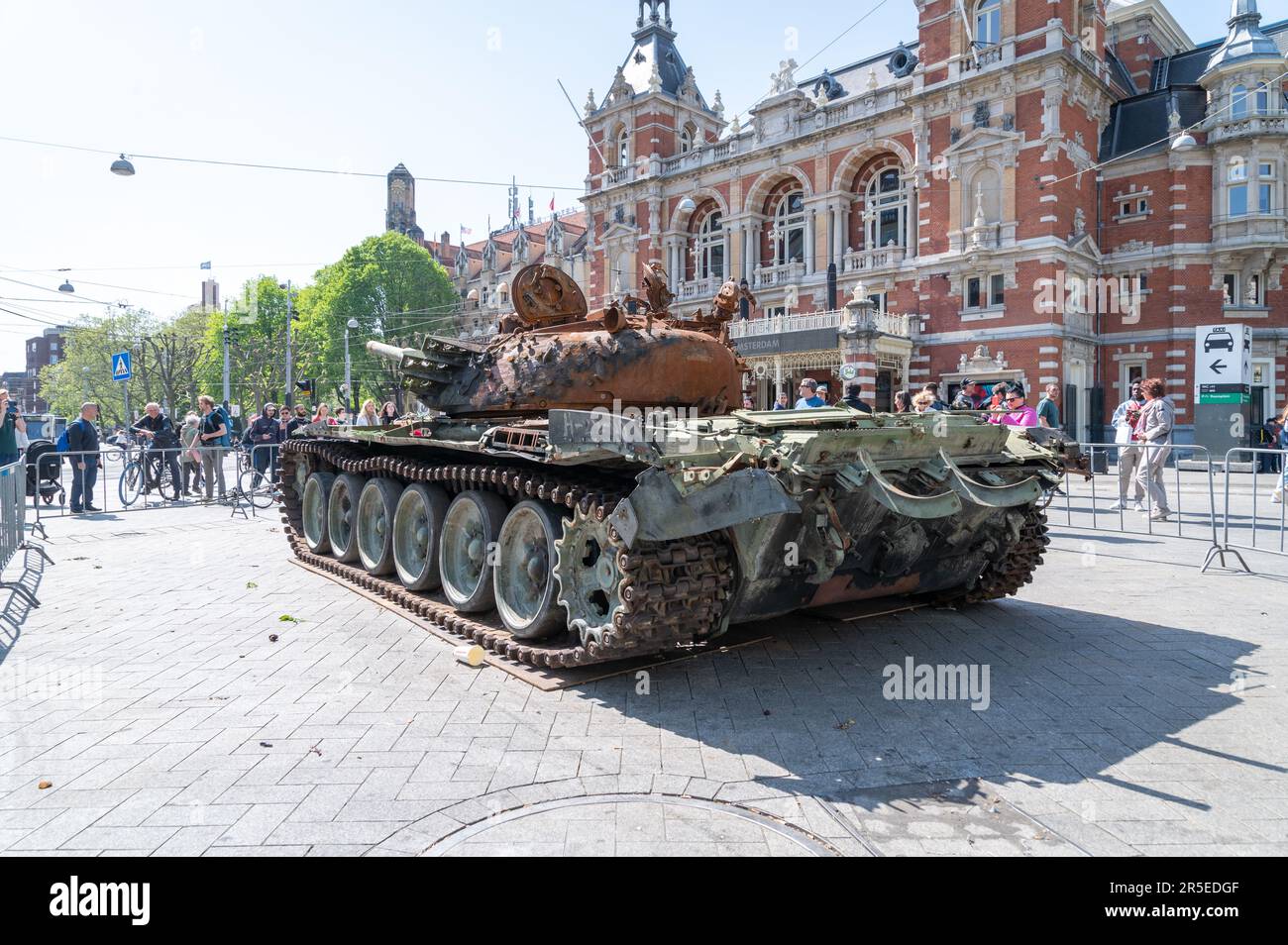 Destroyed Russian T-72 B1 tank Stock Photo