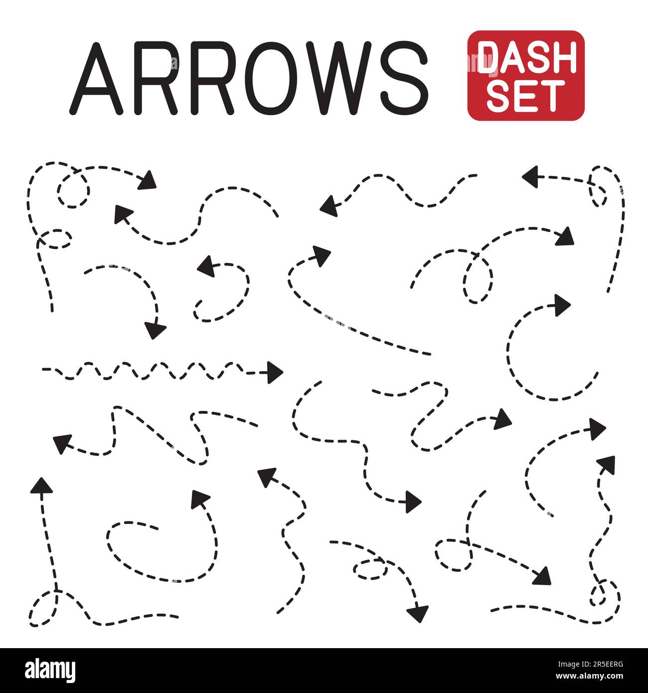 dash arrow sign symbol set white background Stock Vector Image & Art