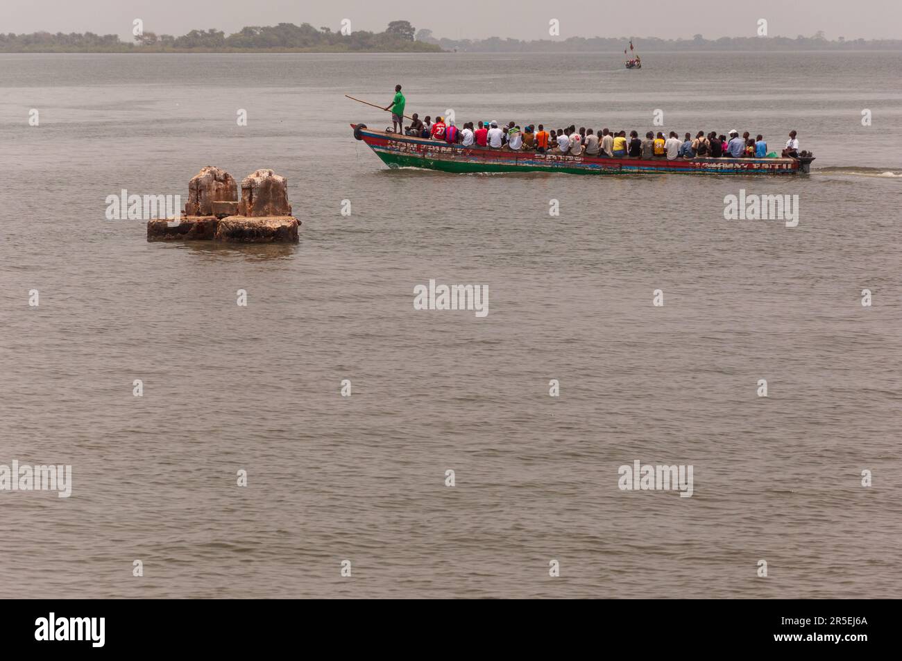 Freetown, Sierra Leone - April the 24th 2011: A picture of a local ferryboat on her  Freetown to Lungi crossing of the Sierra Leone river. Stock Photo