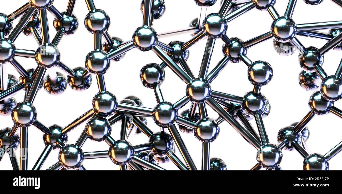 Illustration of metallic balls and chains hanging on a white background