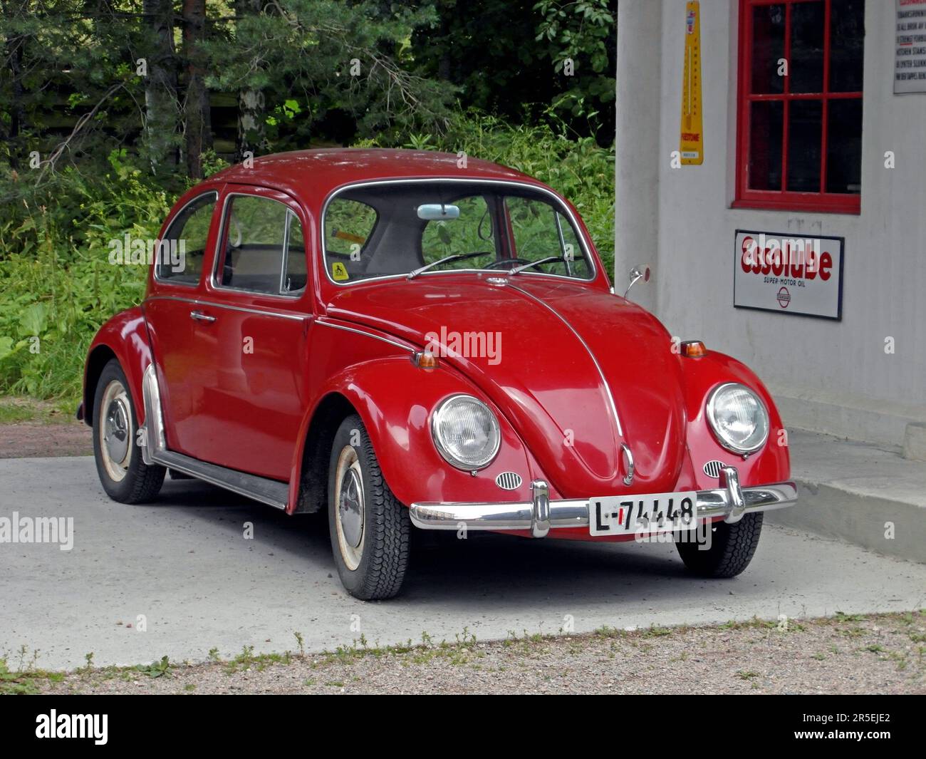 OSLO, NORWAY JULY 27, 2011 Red historical car (Volkswagen Beetle) in