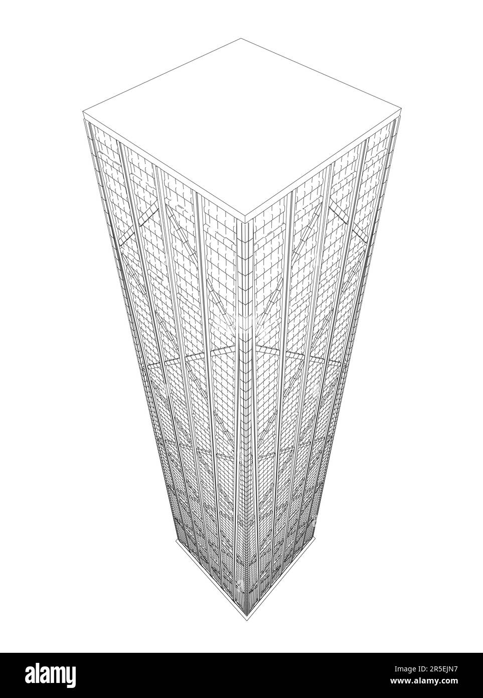Outline of a multi-storey skyscraper from black lines isolated on a ...