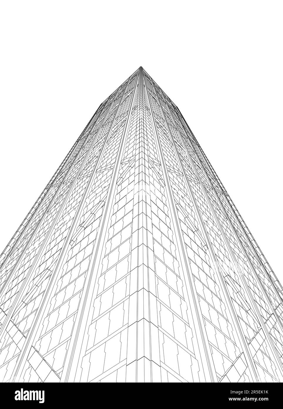 Outline of a multistorey skyscraper from black lines isolated on a