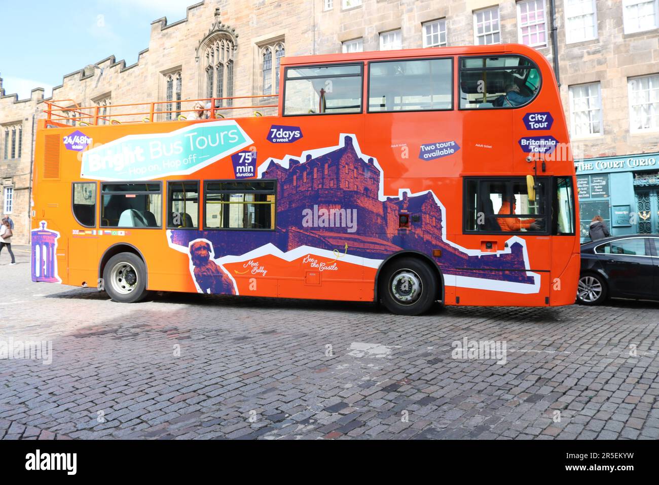 Bright Bus Tours Open Top Bus in Edinburgh Stock Photo Alamy