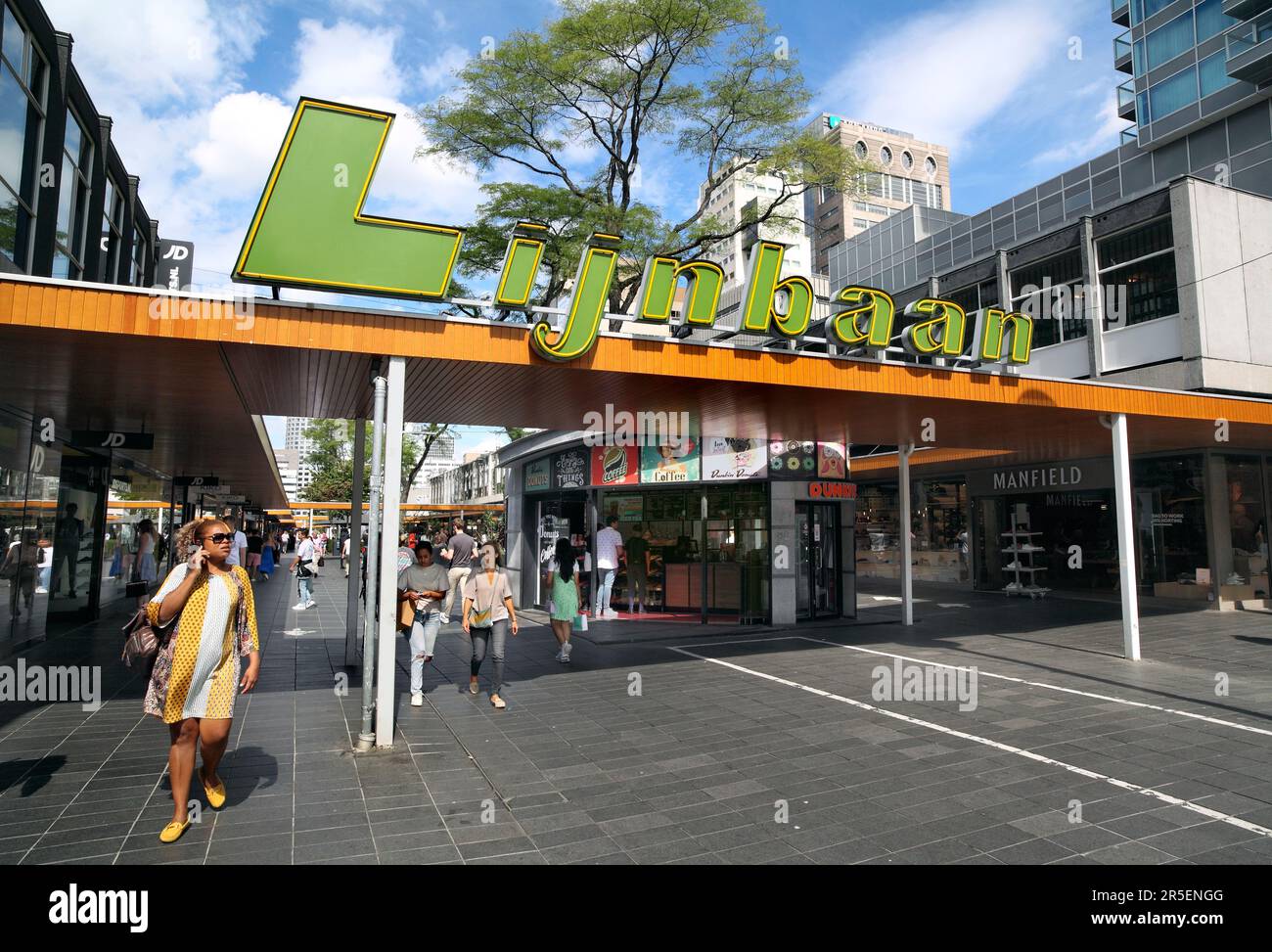 Part of the Lijnbaan shopping precinct in Rotterdam, The Netherlands Stock Photo