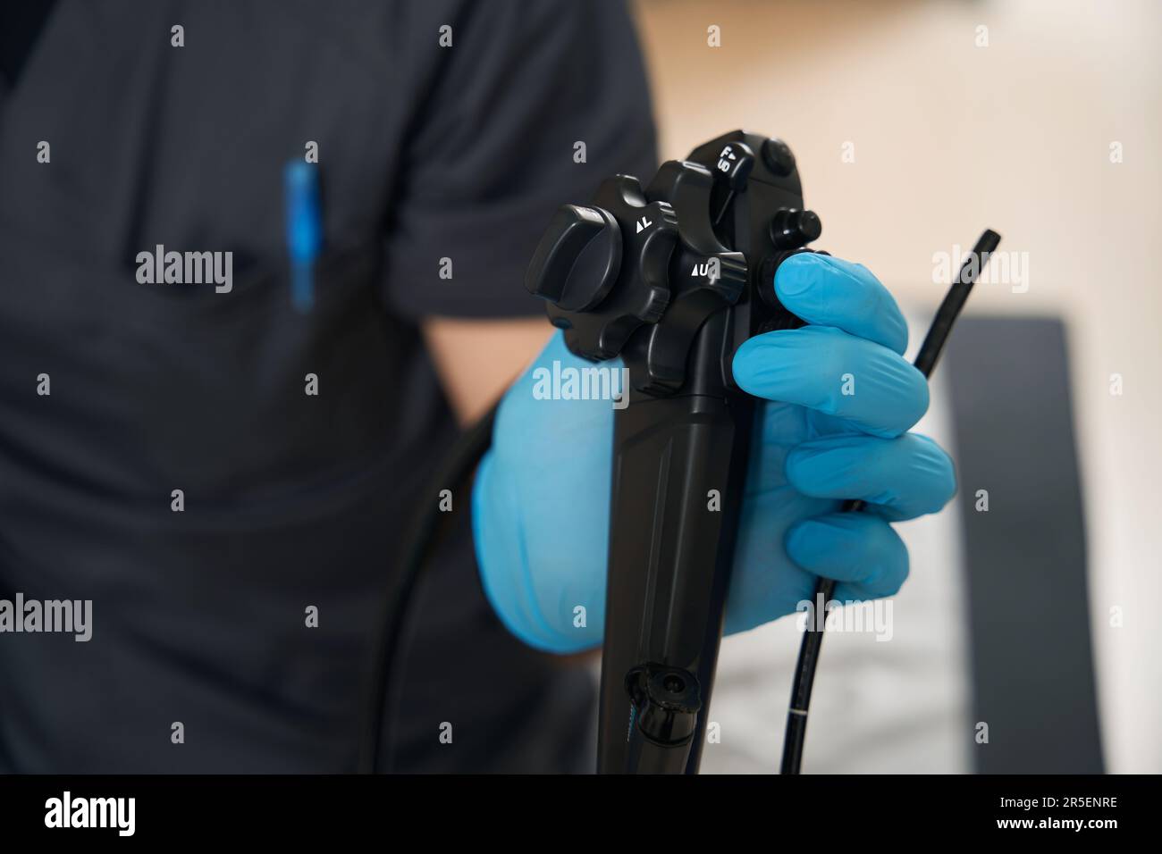 Doctor showing diagnostic equipment for endoscopy procedure Stock Photo Alamy