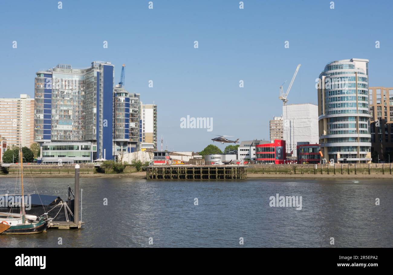 London Heliport, Lombard Road, Battersea, London, SW11, England, UK Stock Photo