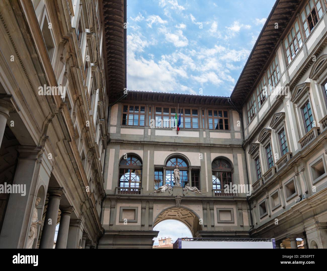 Uffizi Gallery. Piazza degli Uffizi square in Florence, Italy Stock