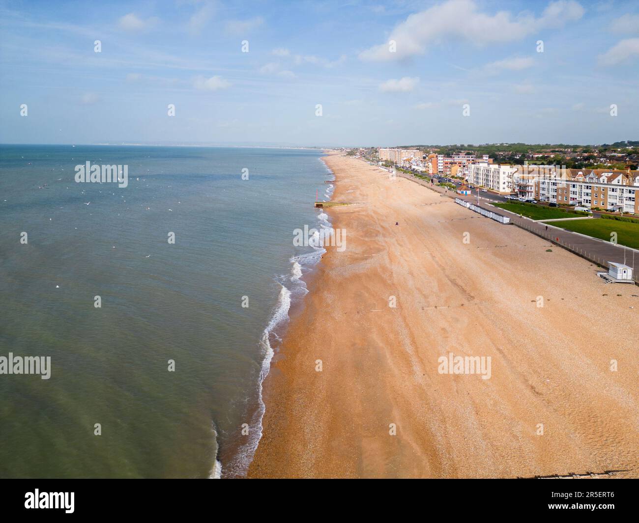 aerial view of the beach at Bexhill on Sea on the east sussex coast Stock Photo