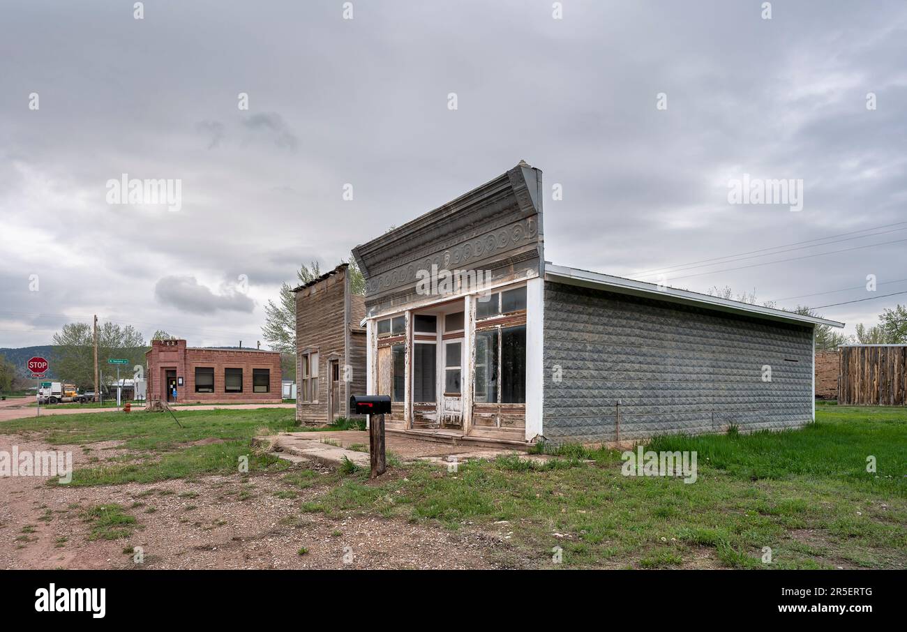 Old abandoned wooden buildings on Main Street in Buffalo Gap, South Dakota, USA Stock Photo Alamy
