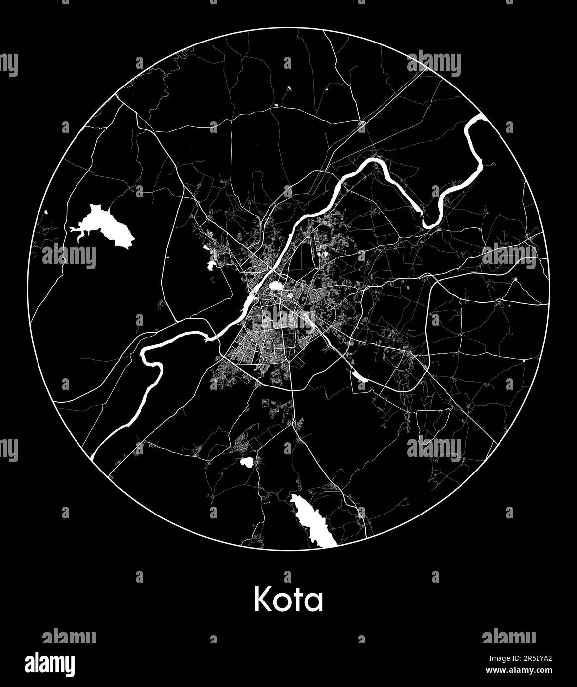 City Map Kota India Asia vector - City Map Kota India Asia Vector Illustration 2R5EYA2 