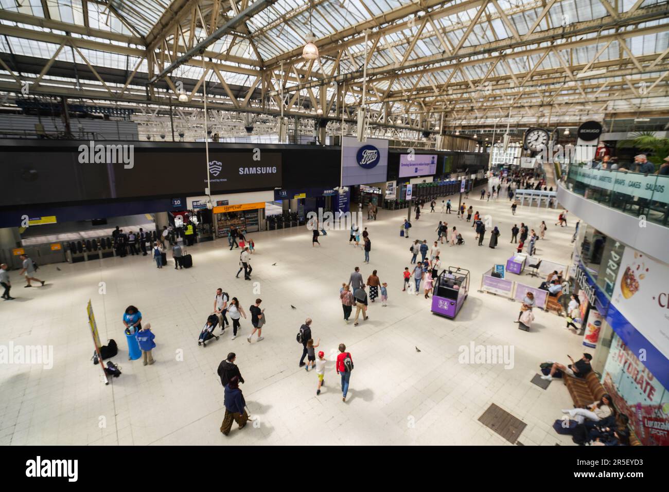 London UK. 3 June 2023 . Fewer services running from Waterloo station on the second day of strike action called by Aslef train drivers over pay conditions. The rail strike will cause delays and disruption to passengers and coincides with the FA Cup final at Wembley between Manchester United and Manchester City.Credit: amer ghazzal/Alamy Live News Stock Photo