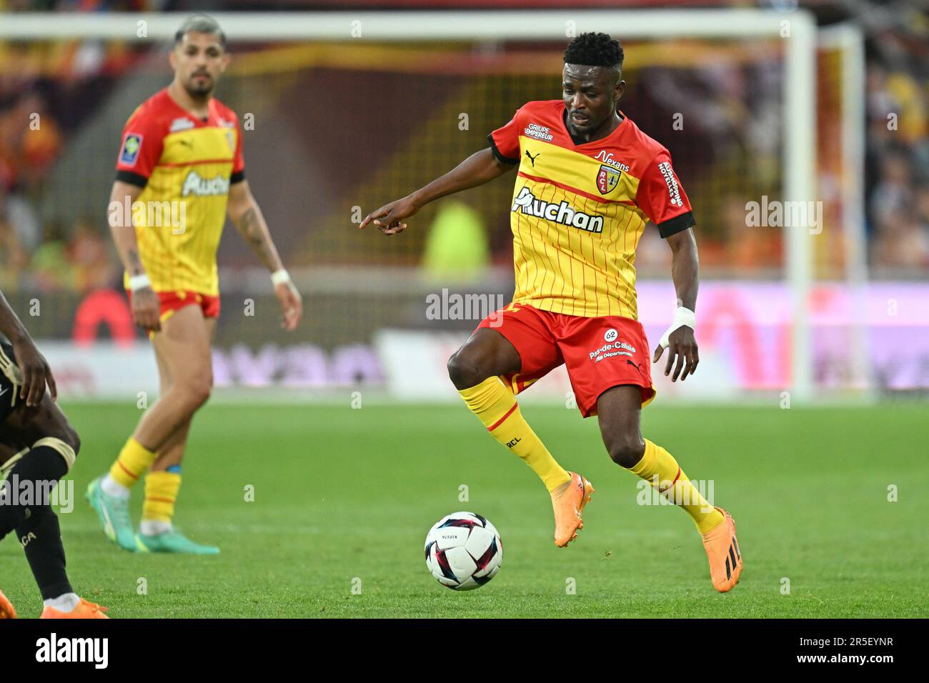 Lens, France. 27th May, 2023. fans and supporters of RC Lens in tribune  Marek pictured during a soccer game between t Racing Club de Lens and AC  Ajaccio, on the 37th matchday