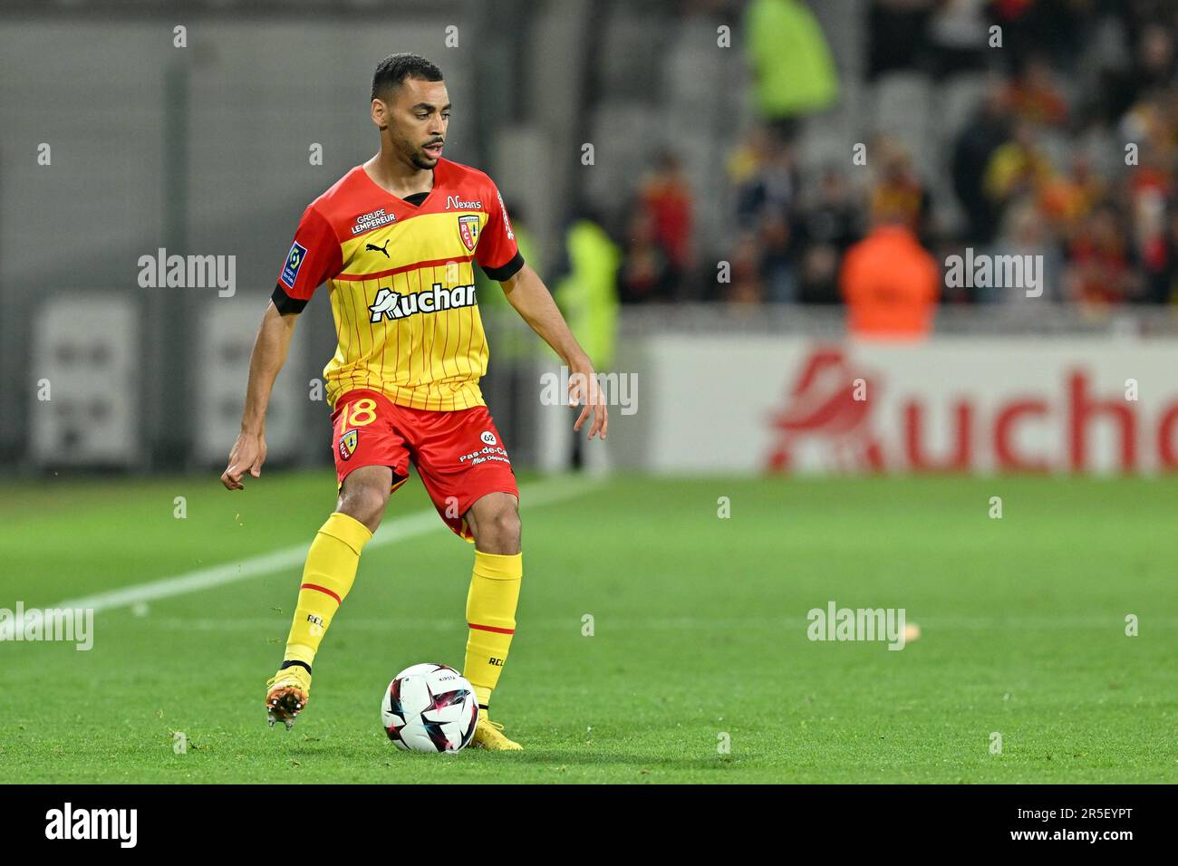 President Joseph Oughourlian of RC Lens pictured celebrating with his  players of RC Lens after winning a soccer game between t Racing Club de Lens  and AC Ajaccio, on the 37th matchday