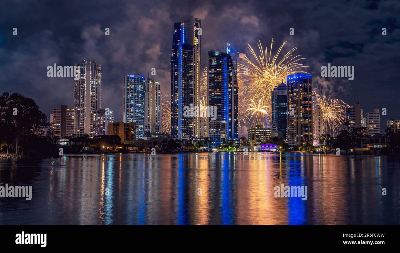 Gold Coast, Queensland, Australia Seafire 2023 fireworks festival in
