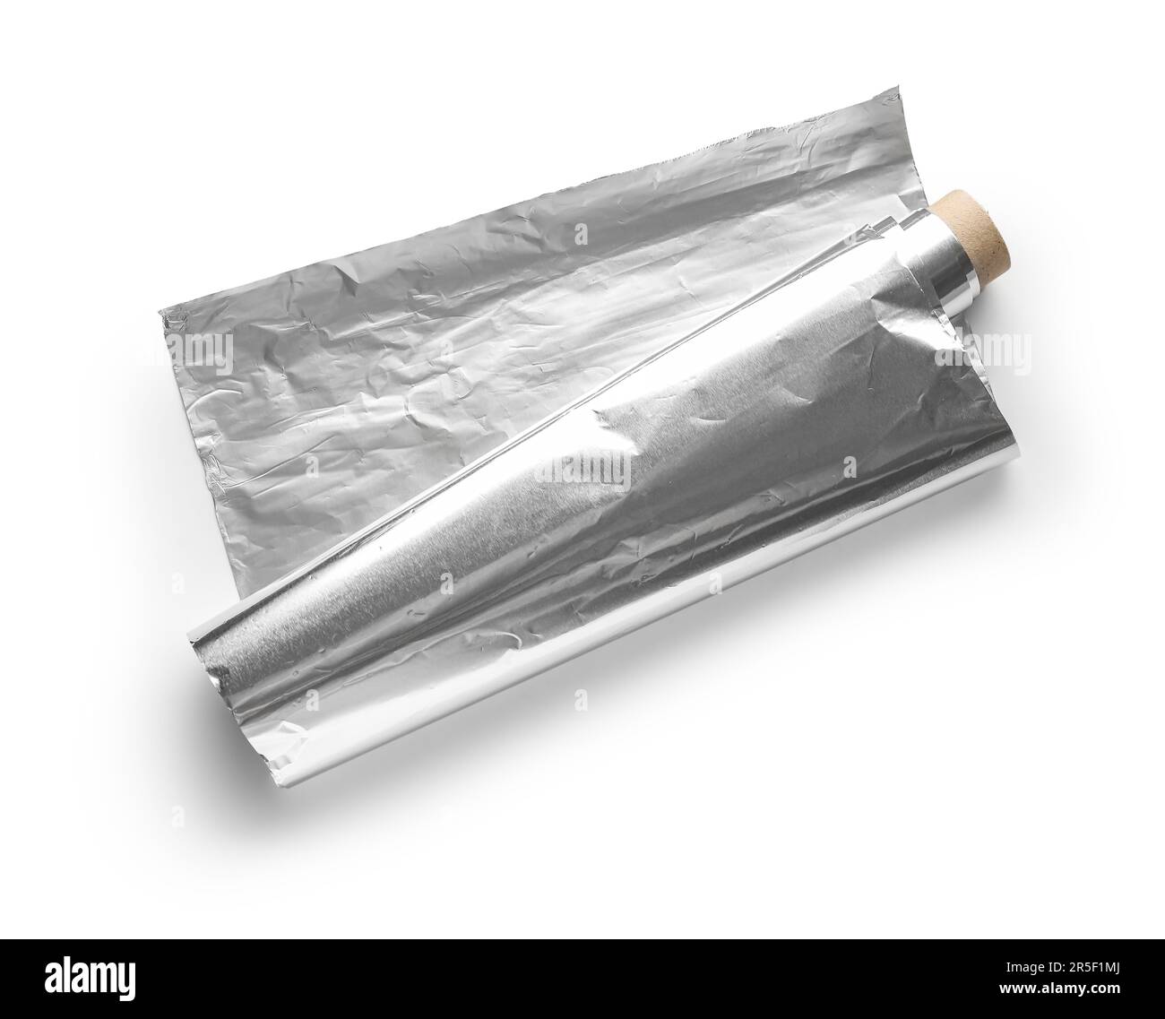 Aluminium foil roll isolated on white background Stock Photo