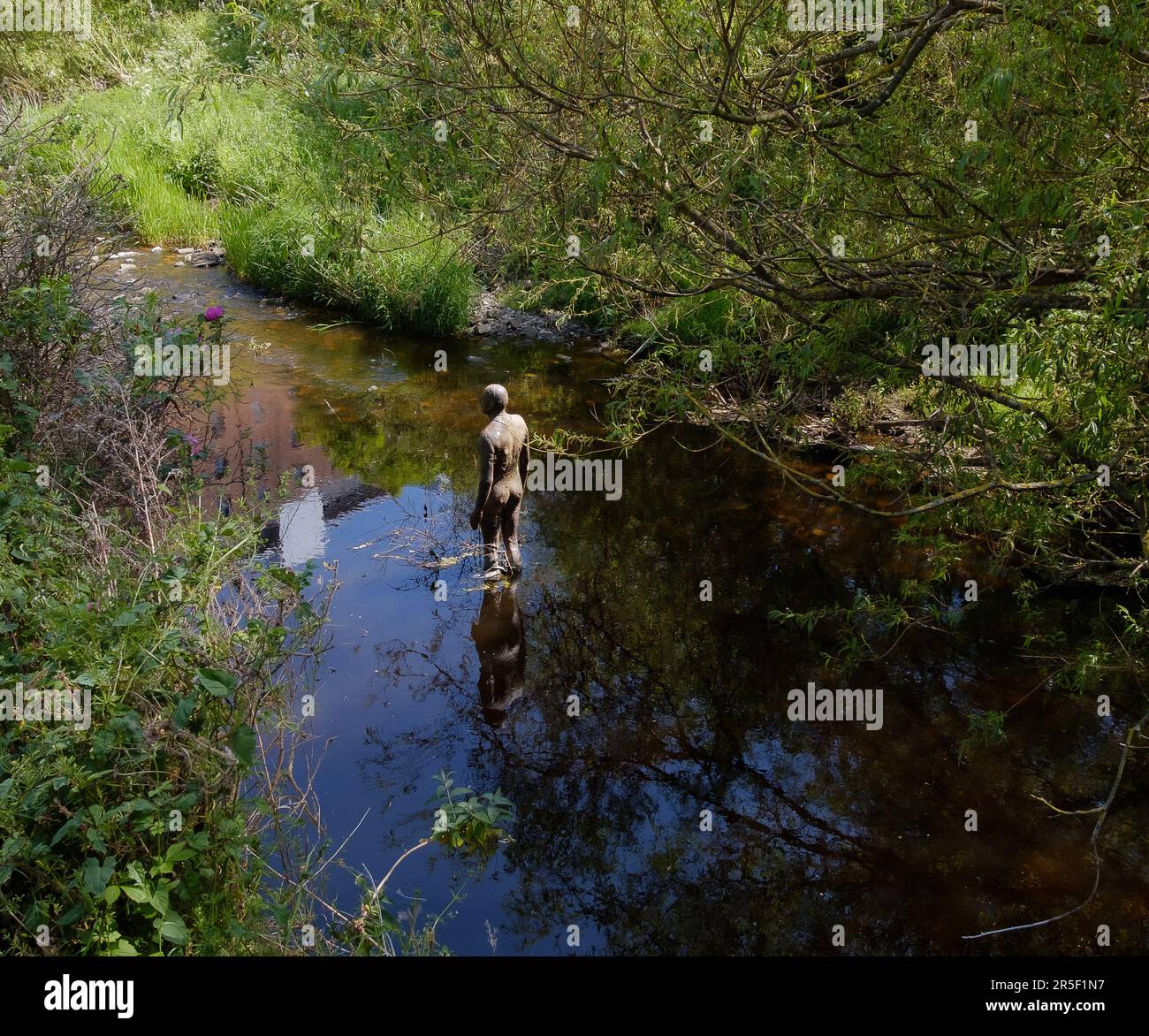Antony Gormley's sculpture III in the 6 Times Series, Water of Leith
