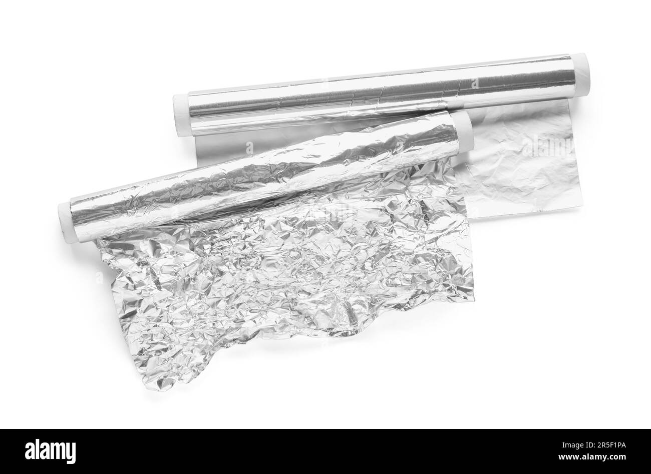 Aluminium foil rolls on white background Stock Photo Alamy