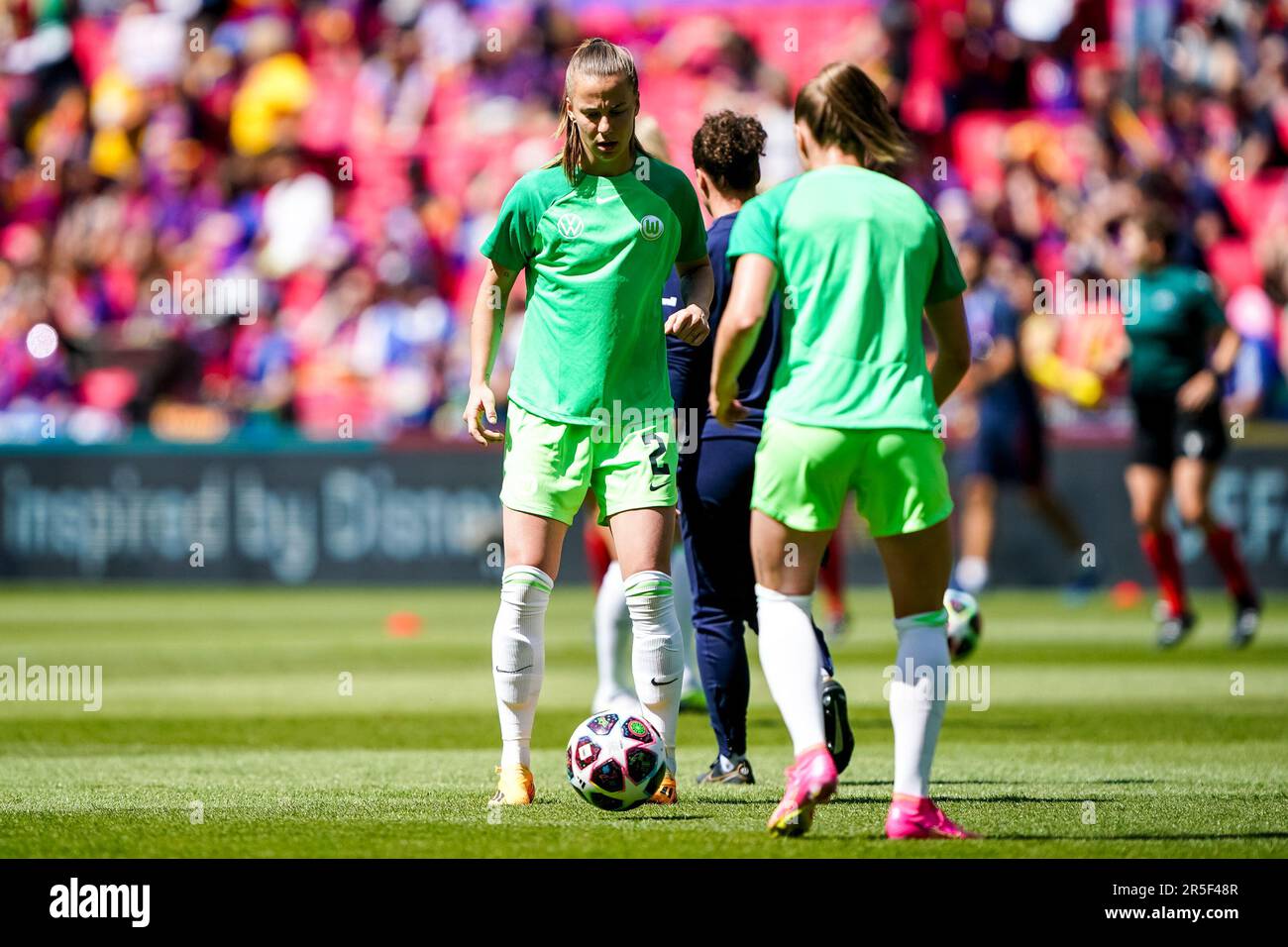 Eindhoven, Netherlands. 03rd June, 2023. EINDHOVEN, NETHERLANDS - JUNE 3: Lynn Wilms of VfL Wolfsburg warms up prior to the UEFA Women's Champions League Final match between FC Barcelona and VfL Wolfsburg at the PSV Stadion on June 3, 2023 in Eindhoven, Netherlands (Photo by Andre Weening/Orange Pictures) Credit: Orange Pics BV/Alamy Live News Stock Photo