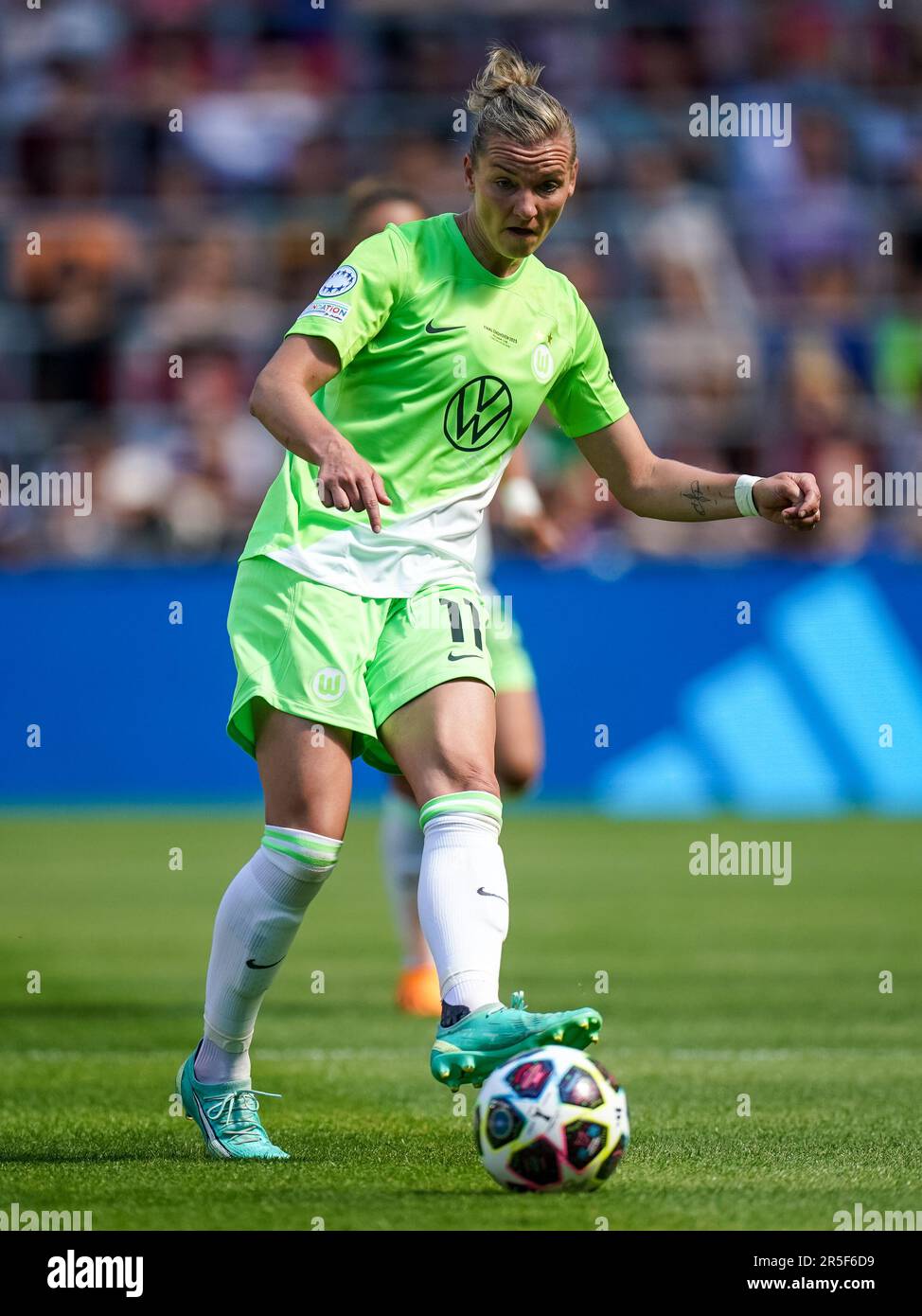 Eindhoven, Netherlands. 03rd June, 2023. EINDHOVEN, NETHERLANDS - JUNE 3: Alexandra Popp of VfL Wolfsburg passes the ball during the UEFA Women's Champions League Final match between FC Barcelona and VfL Wolfsburg at the PSV Stadion on June 3, 2023 in Eindhoven, Netherlands (Photo by Joris Verwijst/Orange Pictures) Credit: Orange Pics BV/Alamy Live News Stock Photo
