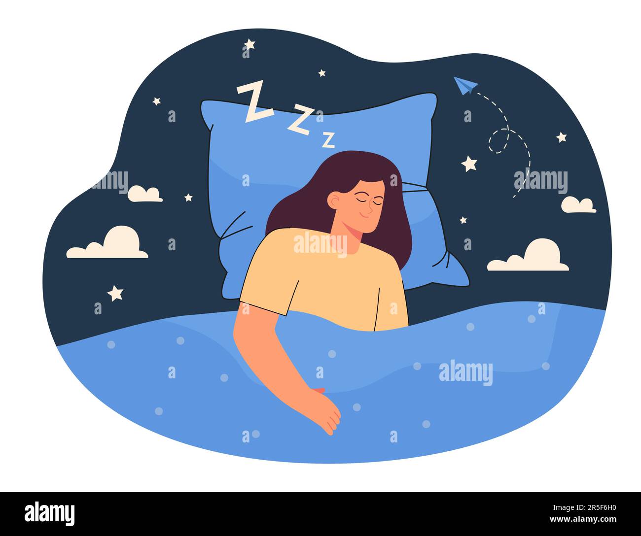 Female cartoon character sleeping and having lucid dreams Stock Vector