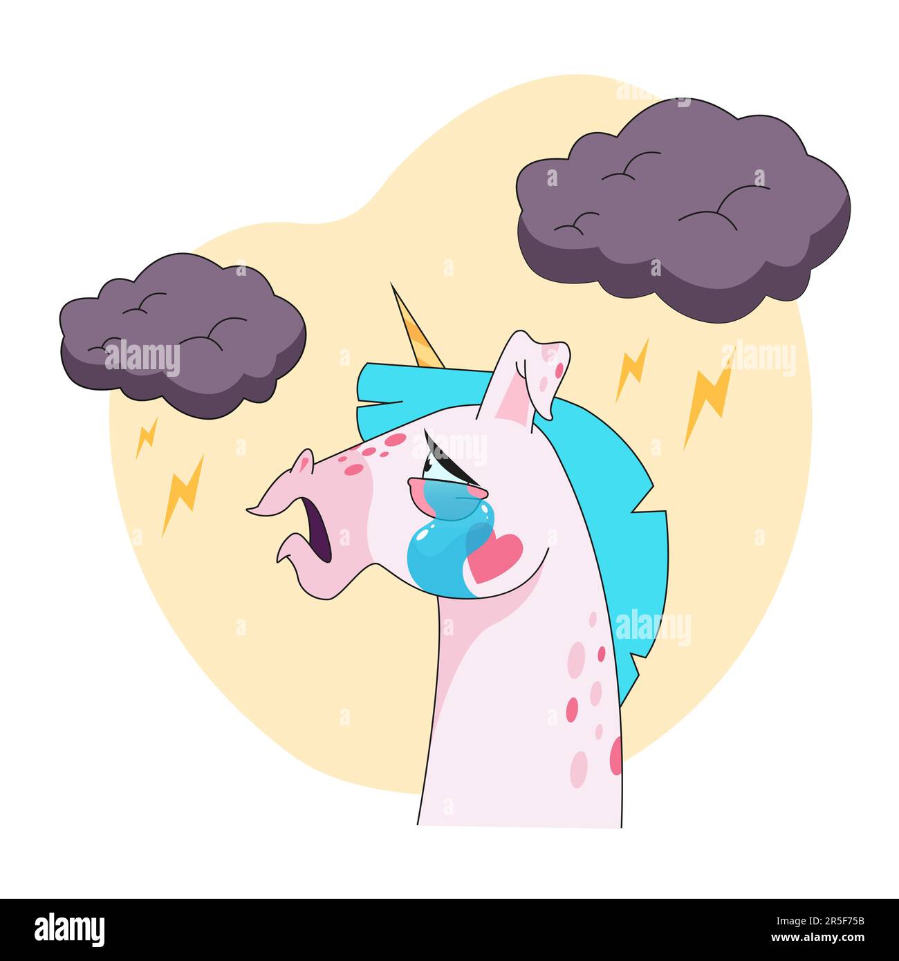 Unicorn cartoon character crying sticker Stock Vector Image & Art Alamy