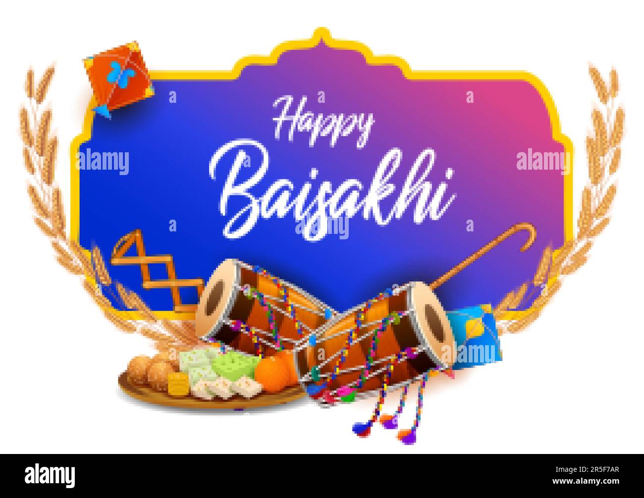 illustration of Happy Vaisakhi Punjabi spring harvest festival of Sikh