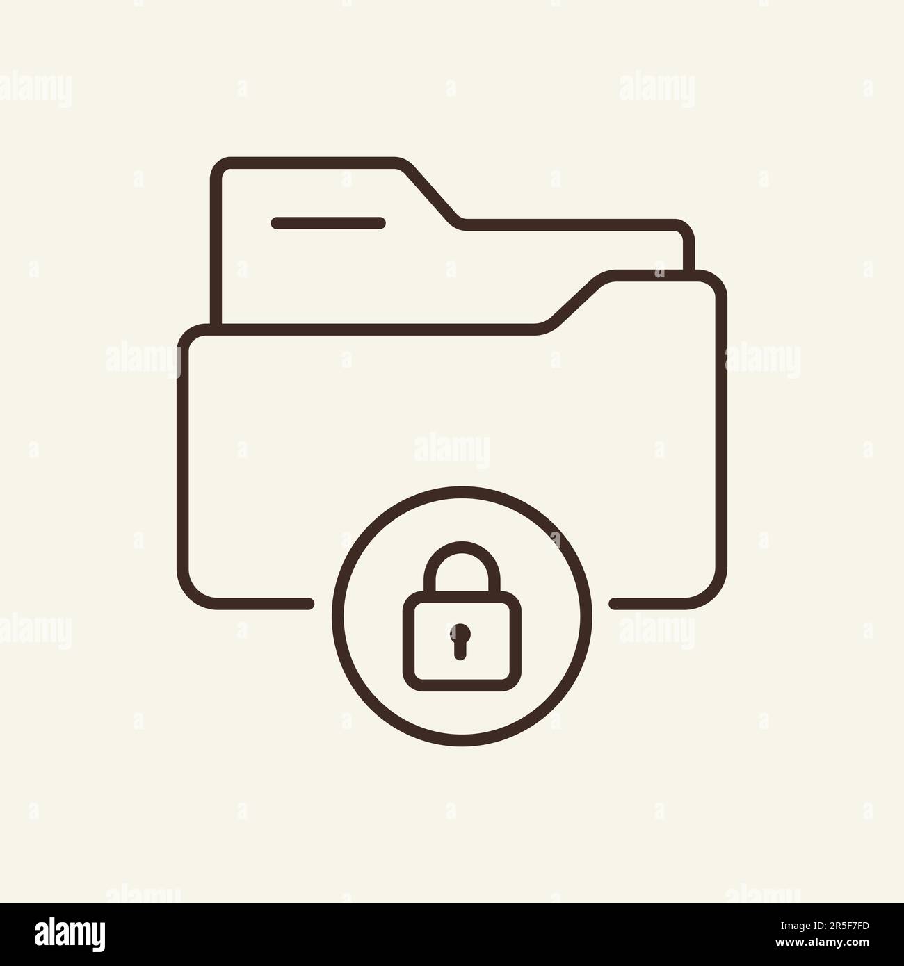 Secure data folder thin line icon Stock Vector