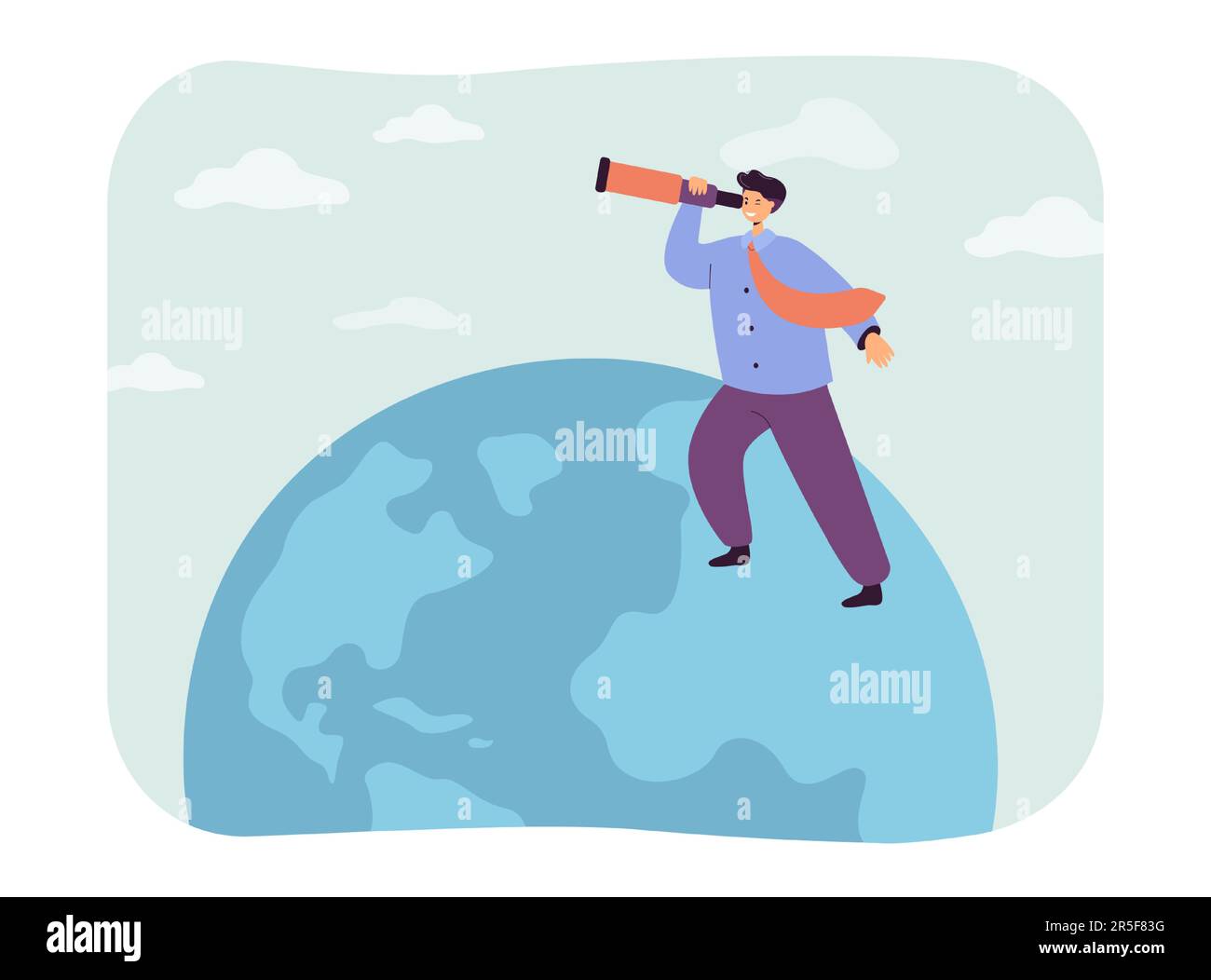 Businessman looking for global opportunity through telescope Stock Vector