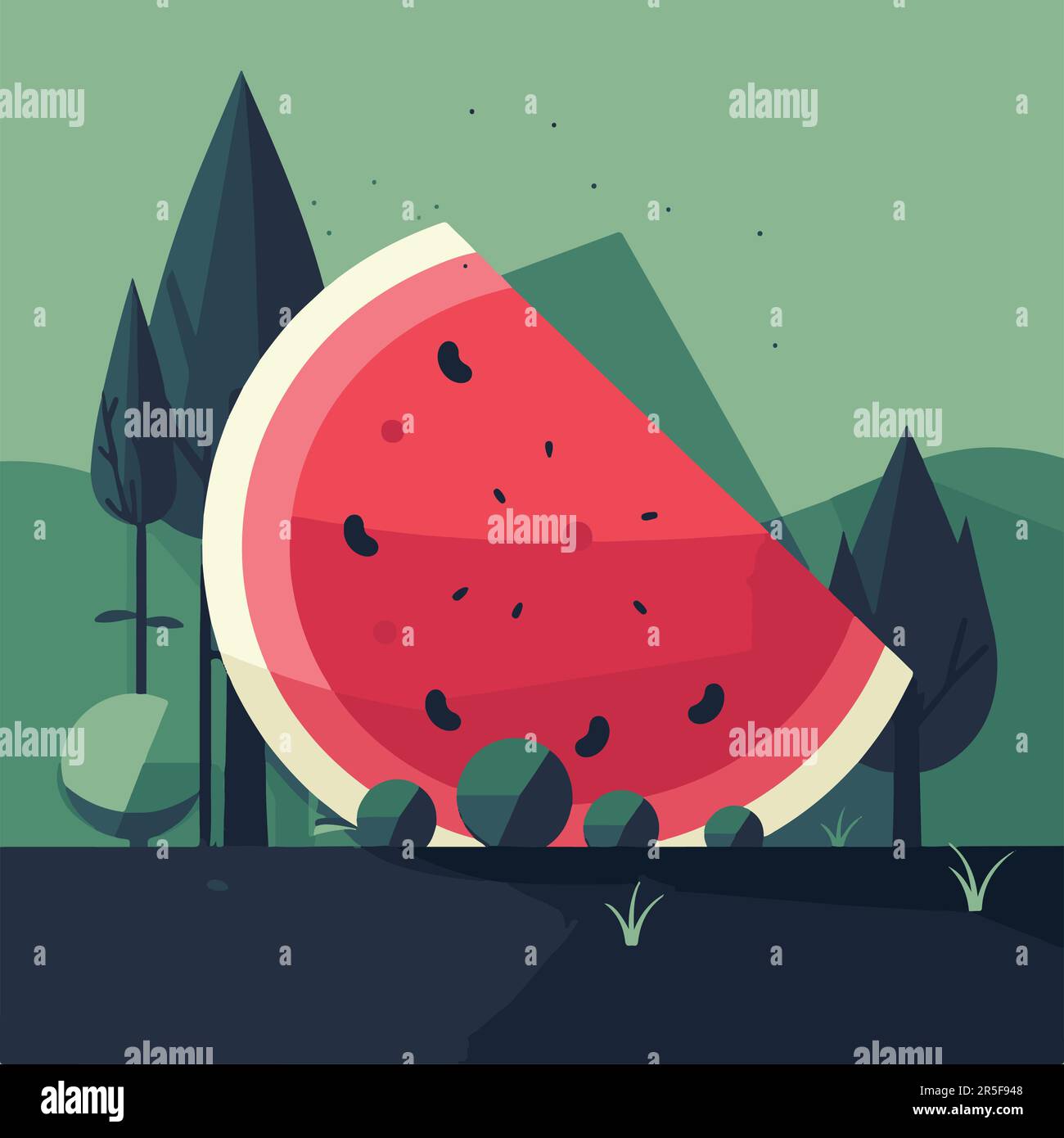 illustration of a sliced watermelon vector design Stock Vector