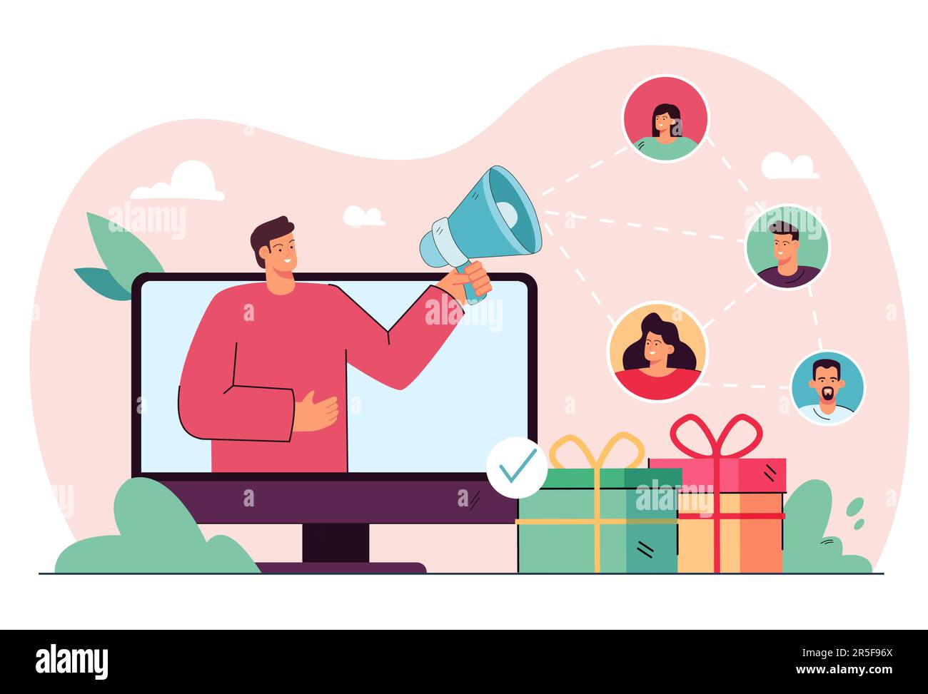 Business person using social media referral strategy online Stock Vector
