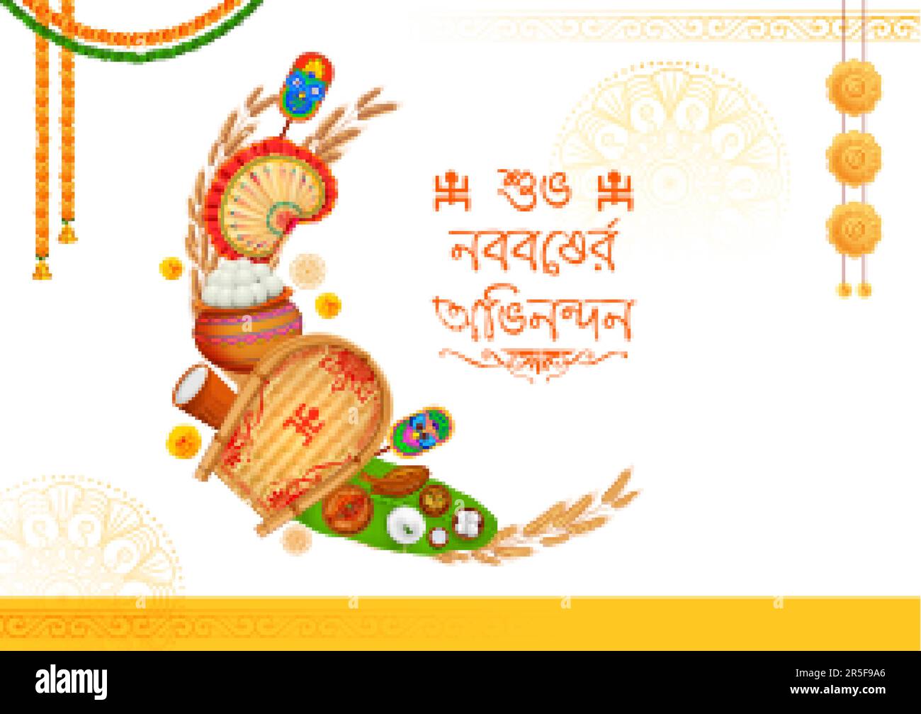 illustration of greeting background with message in Bengali Pohela Boishakh  meaning Bengali Happy New Year celebrated in West Bengal and Bangladesh  Stock Vector Image & Art - Alamy