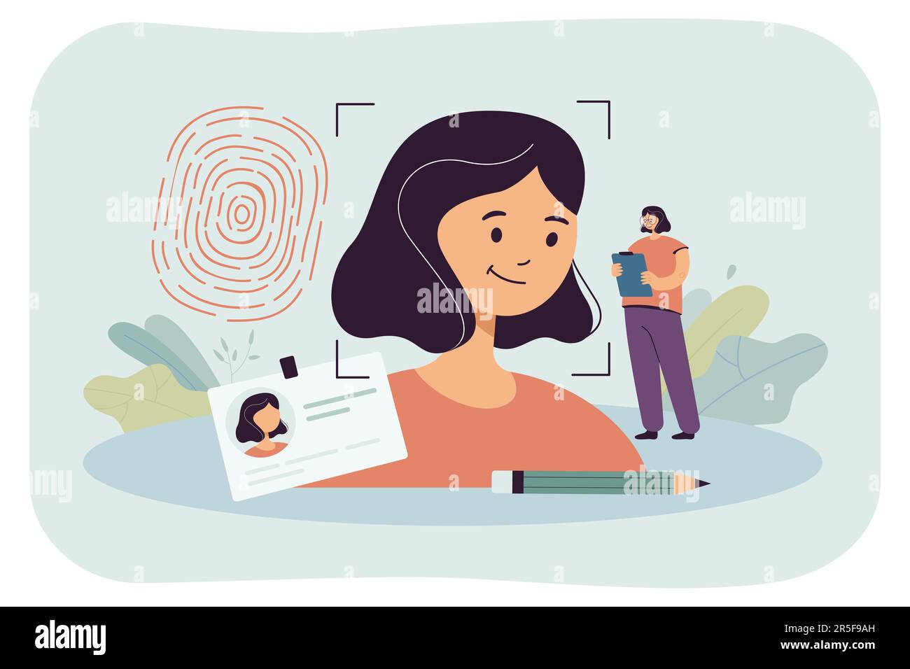 Personality biometric recognition for female employee Stock Vector