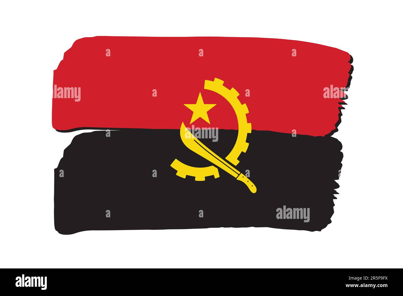 Angola Flag with colored hand drawn lines in Vector Format Stock Vector