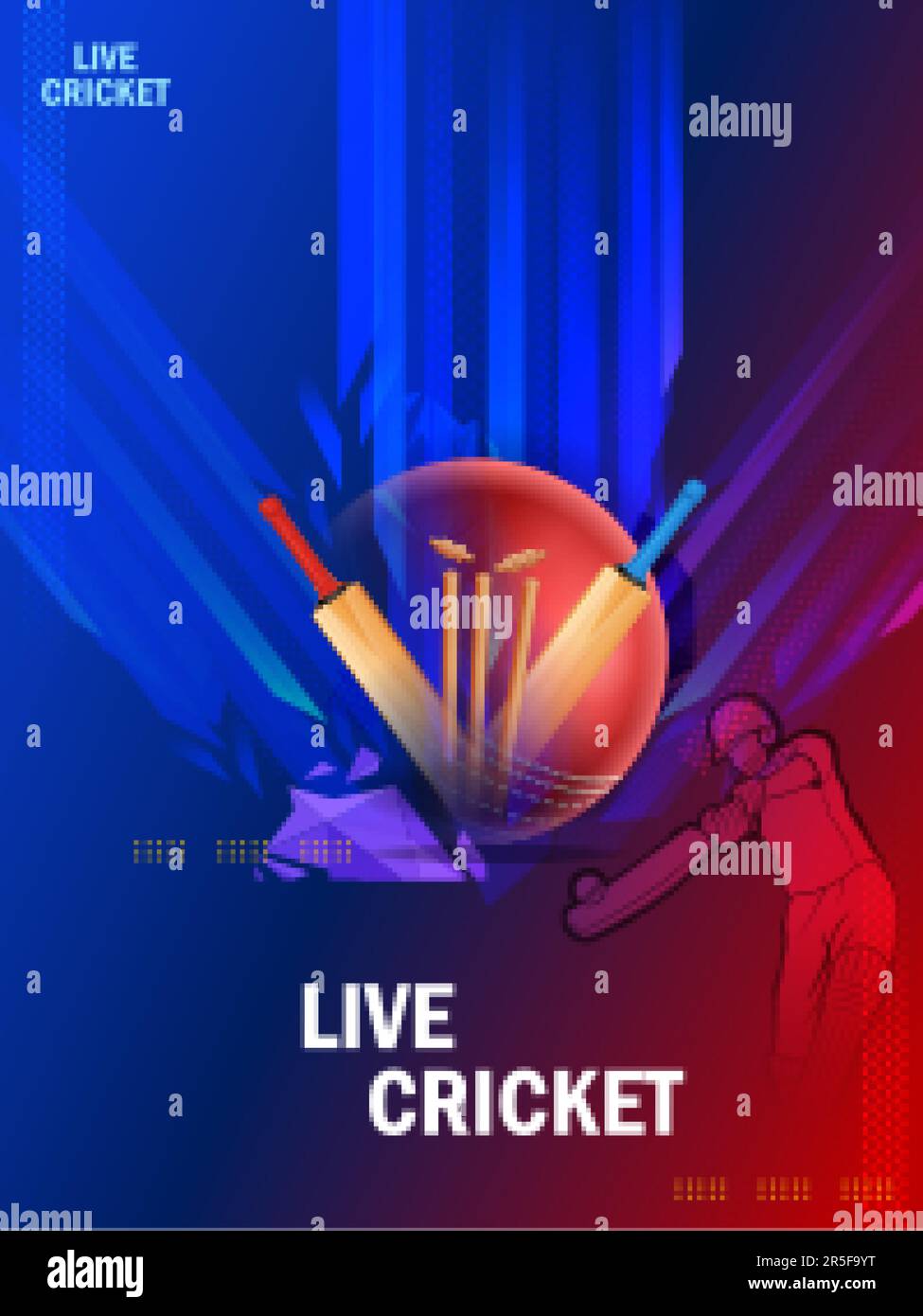 illustration of bat and ball of cricket championship on sports