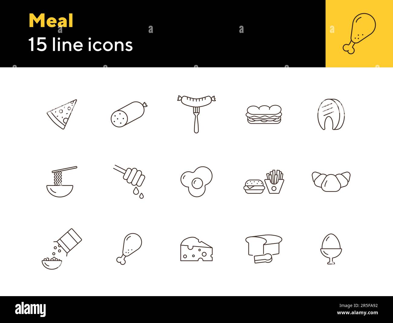 Meal line icon set Stock Vector Image & Art - Alamy
