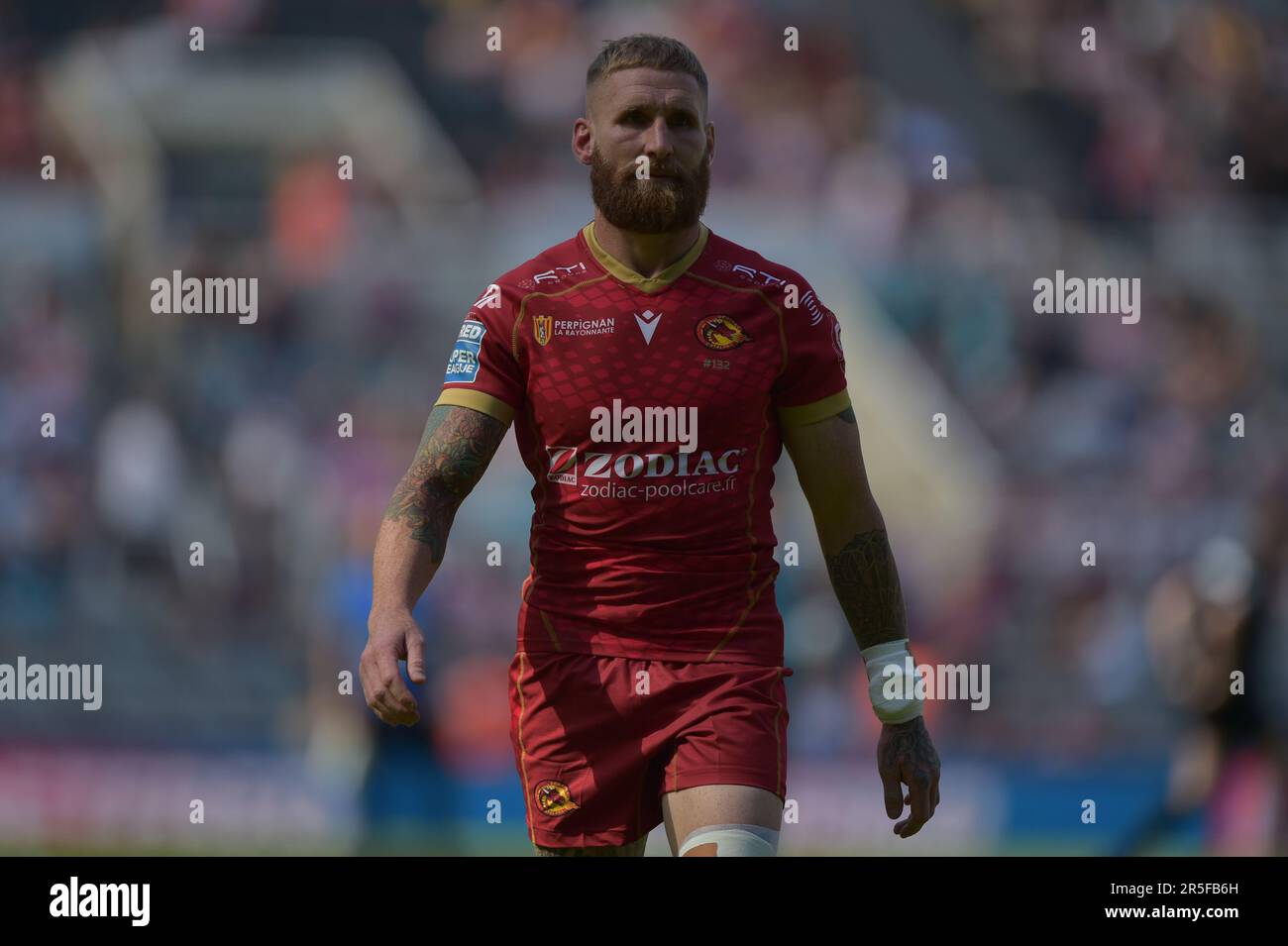 Sam Tomkins #29 of Catalans Dragons during the Betfred Super League Magic Weekend match Wigan Warriors vs Catalans Dragons at St. James Park, Brackley, United Kingdom, 3rd June 2023 (Photo by Craig Cresswell/News Images) Stock Photo