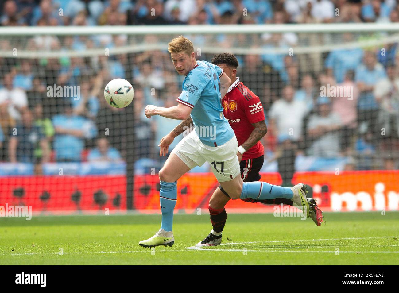 London, UK. 03rd June, 2023. Kevin De Bruyne of Manchester City during the The FA Cup Final match between Manchester City and Manchester United at Wembley Stadium, London, England on 3 June 2023. Photo by Salvio Calabrese. Editorial use only, license required for commercial use. No use in betting, games or a single club/league/player publications. Credit: UK Sports Pics Ltd/Alamy Live News Stock Photo