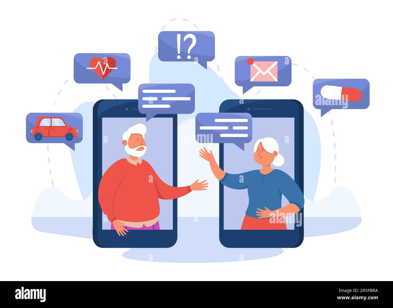 Elderly couple having video call via phone app Stock Vector Image & Art