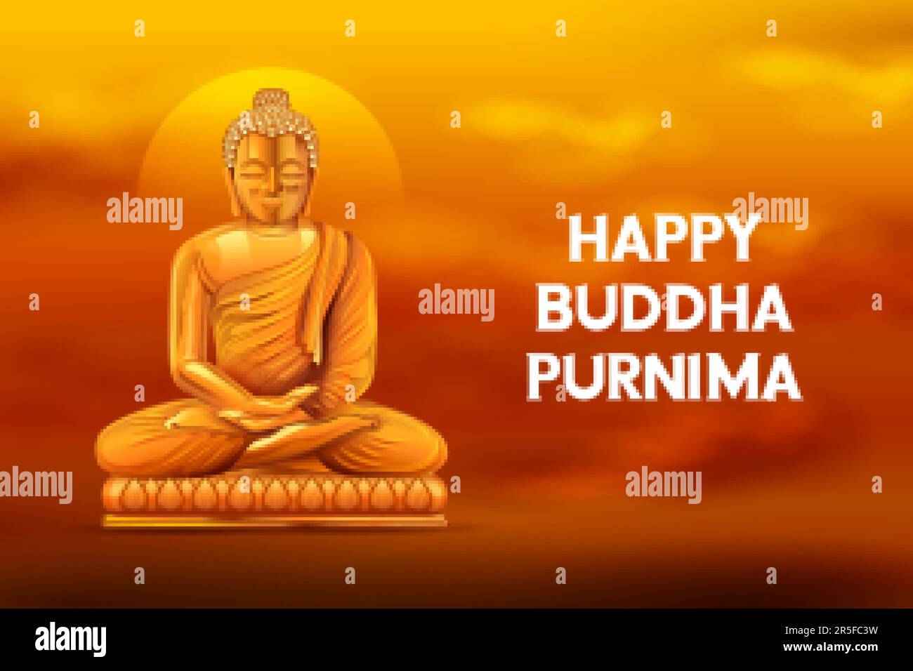 Lord Buddha in meditation under Bodhi Tree for Buddhist festival Happy