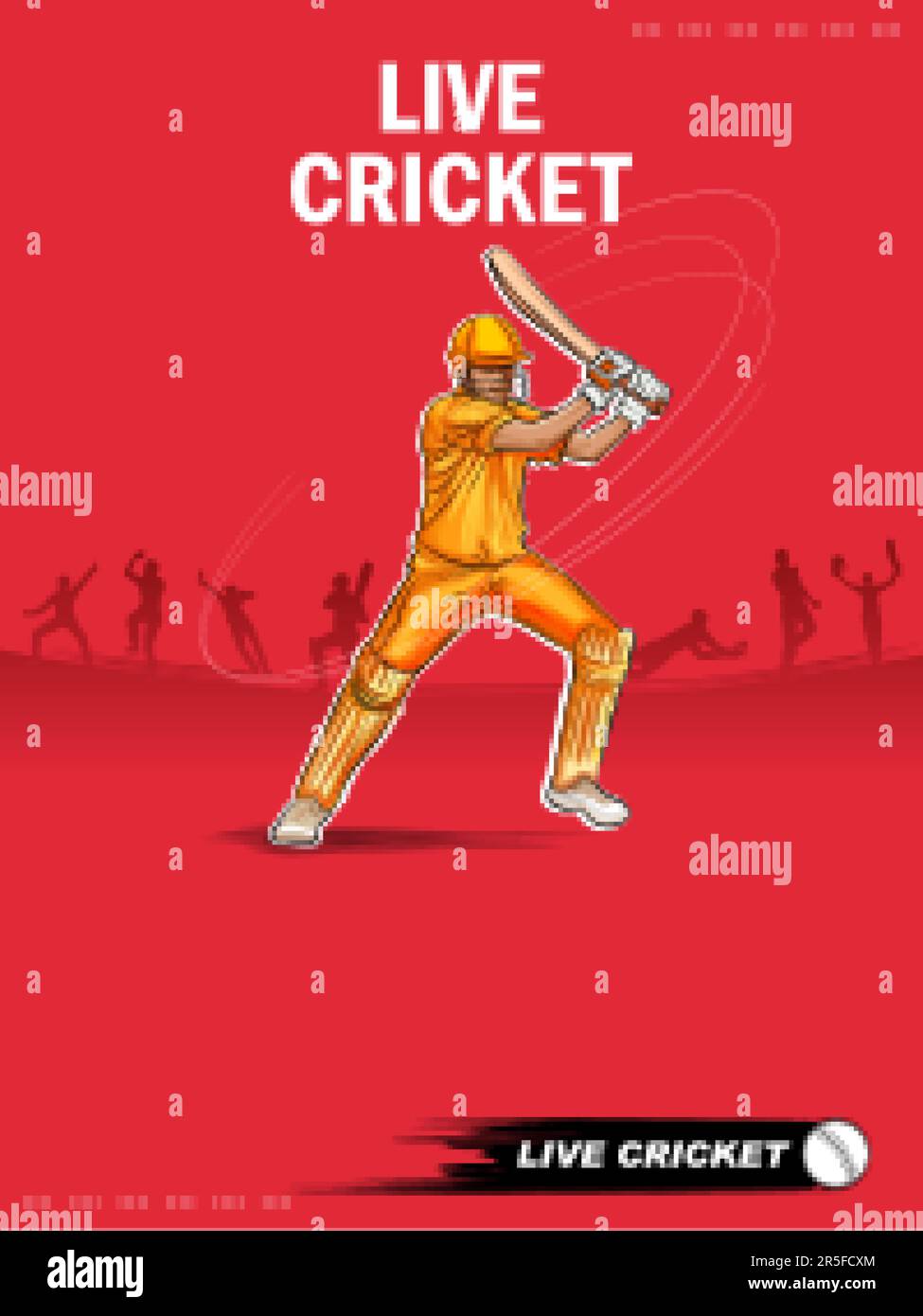 bat and ball on cricket championship sports background Stock Vector