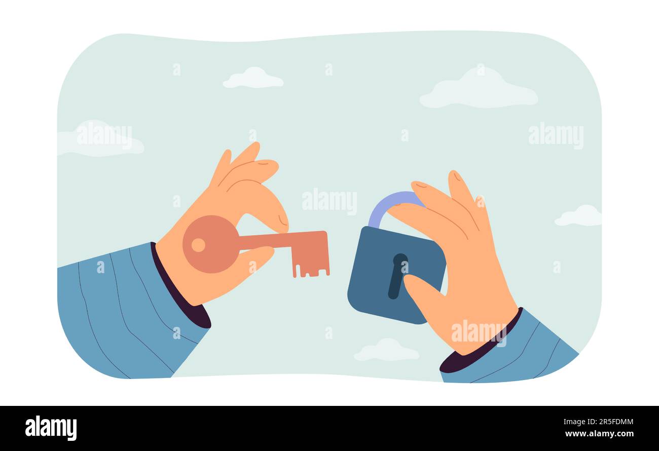 Two hands holding lock and key Stock Vector Image & Art Alamy