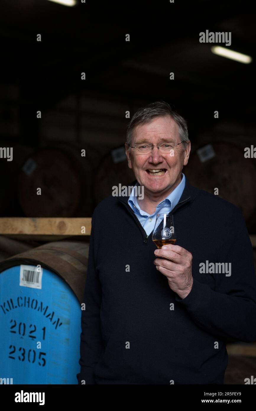 Anthony Wills  founder and managing director of Kilchoman distillery , Islay, Scotland Stock Photo