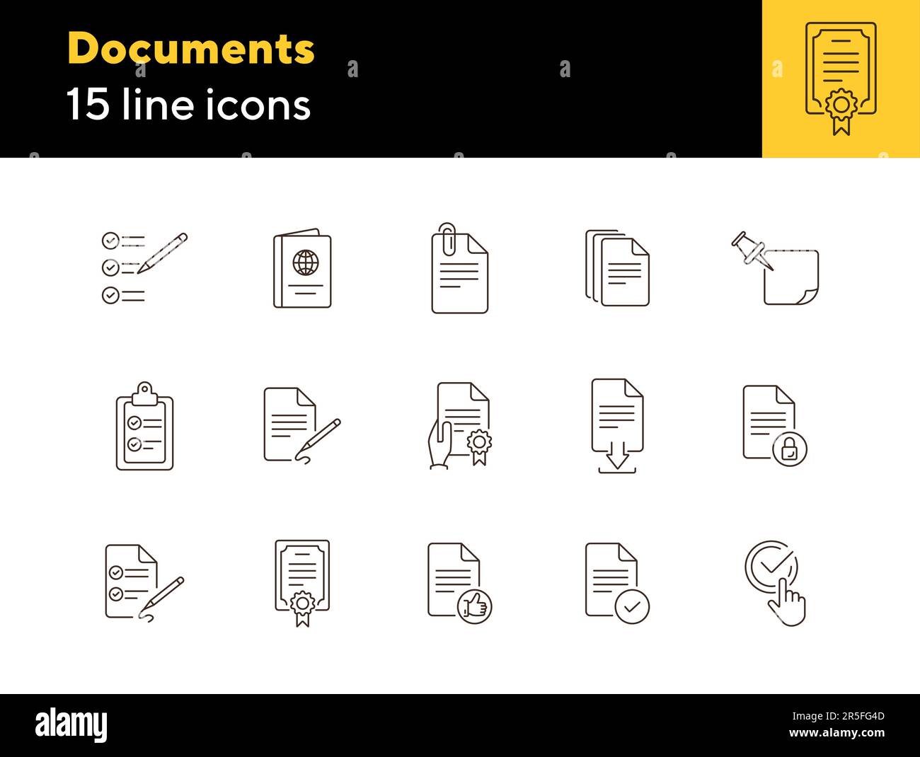 Documents line icon set Stock Vector Image & Art - Alamy