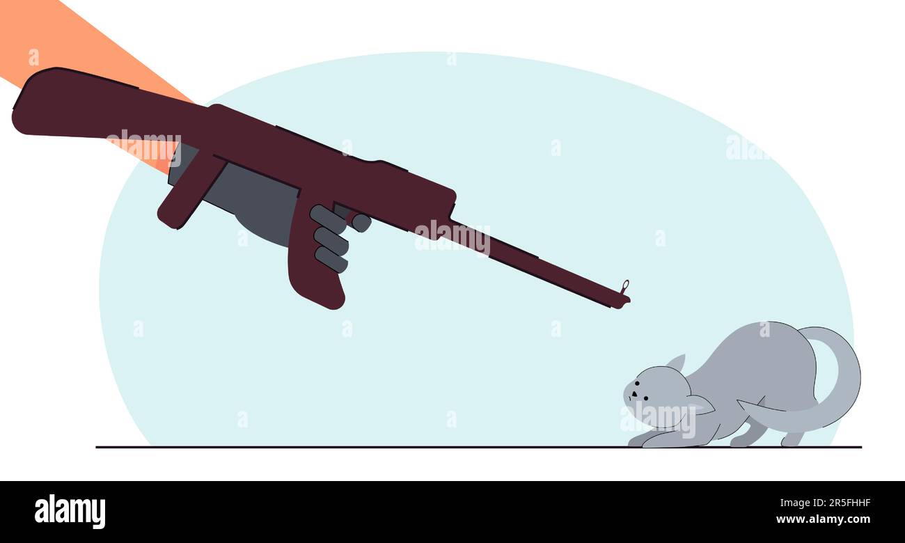Hand holding rifle and aiming at scared cat Stock Vector Image & Art ...
