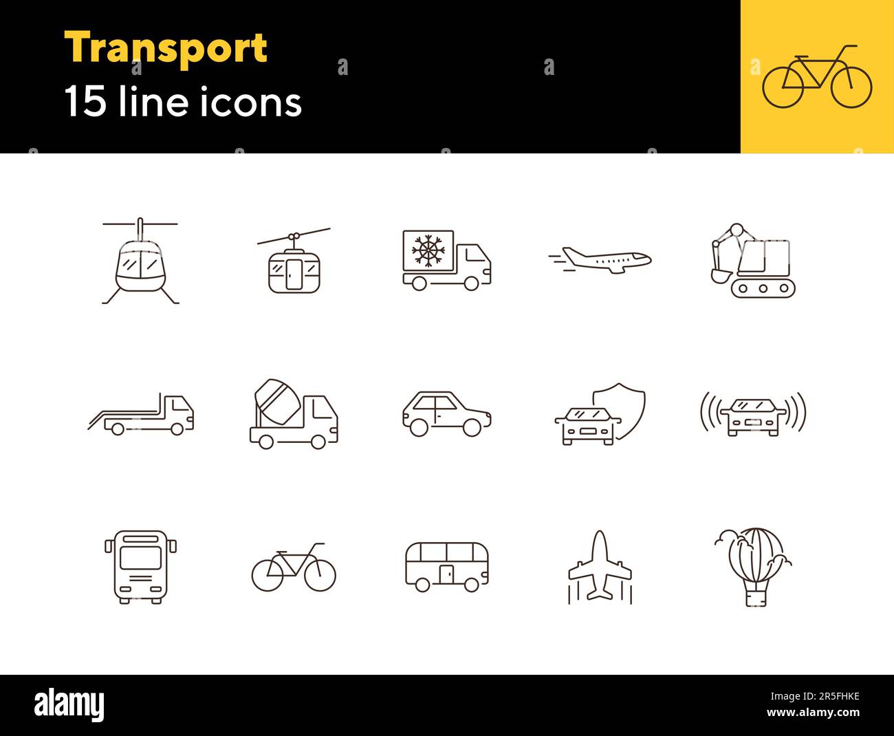 Transport line icon set. Van, car, airplane Stock Vector Image & Art ...