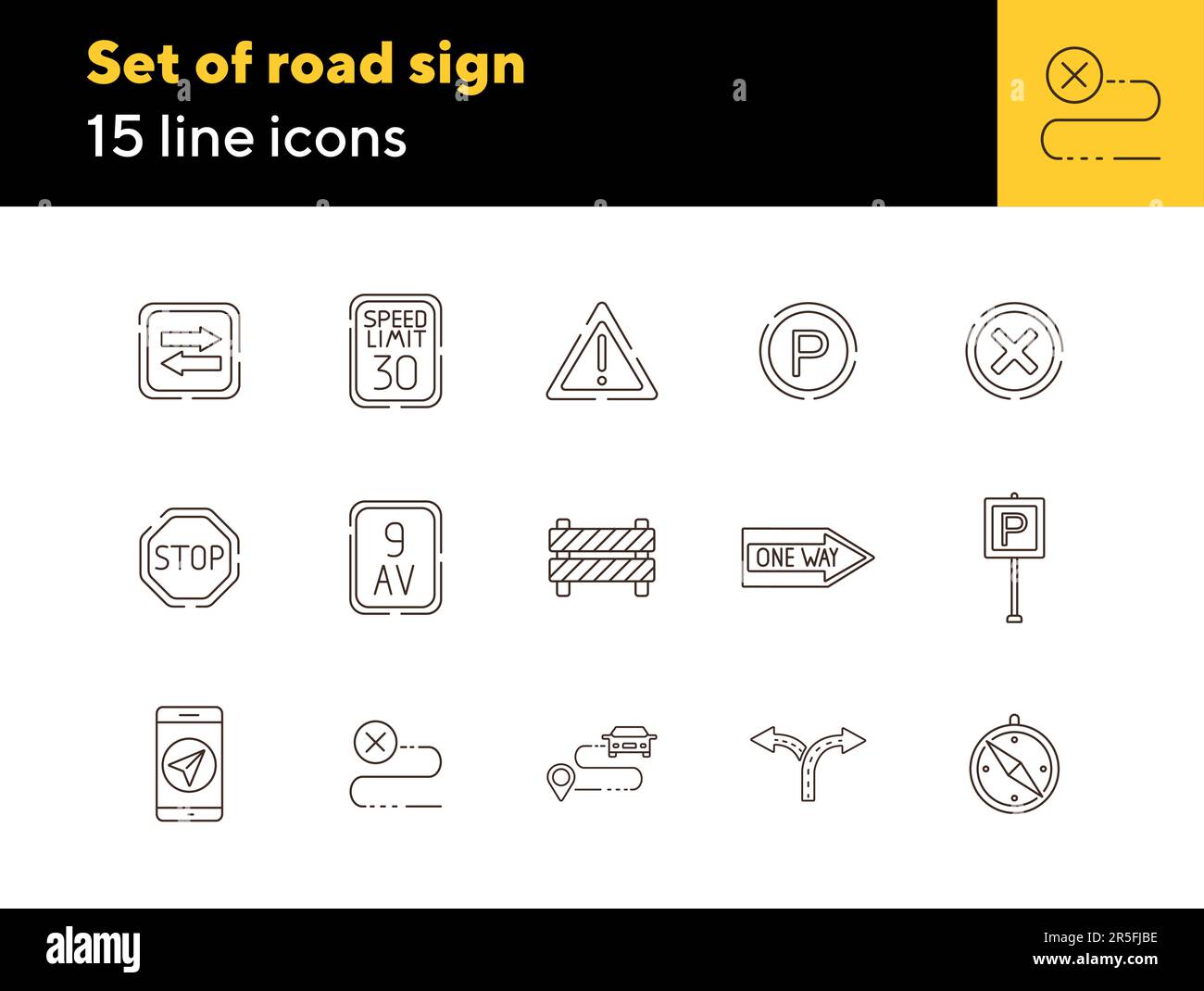 Set of road sign icons Stock Vector Image & Art - Alamy